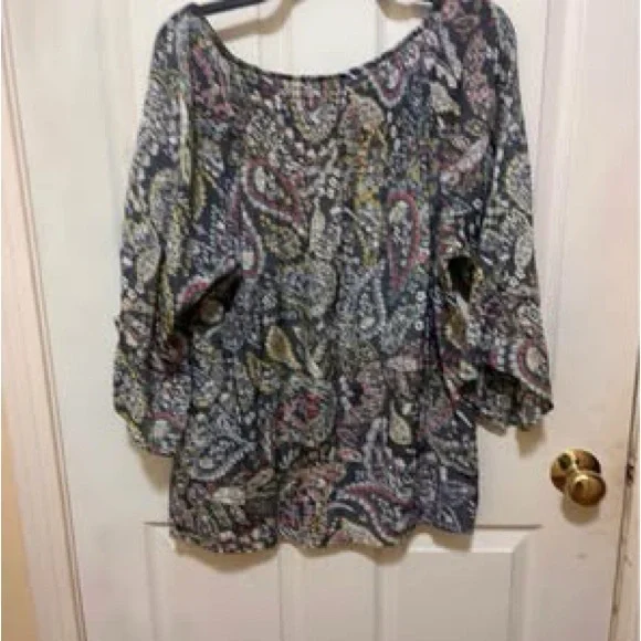 new directions Paisley Boatneck Tunic in Navy Multi - Picture 2 of 2